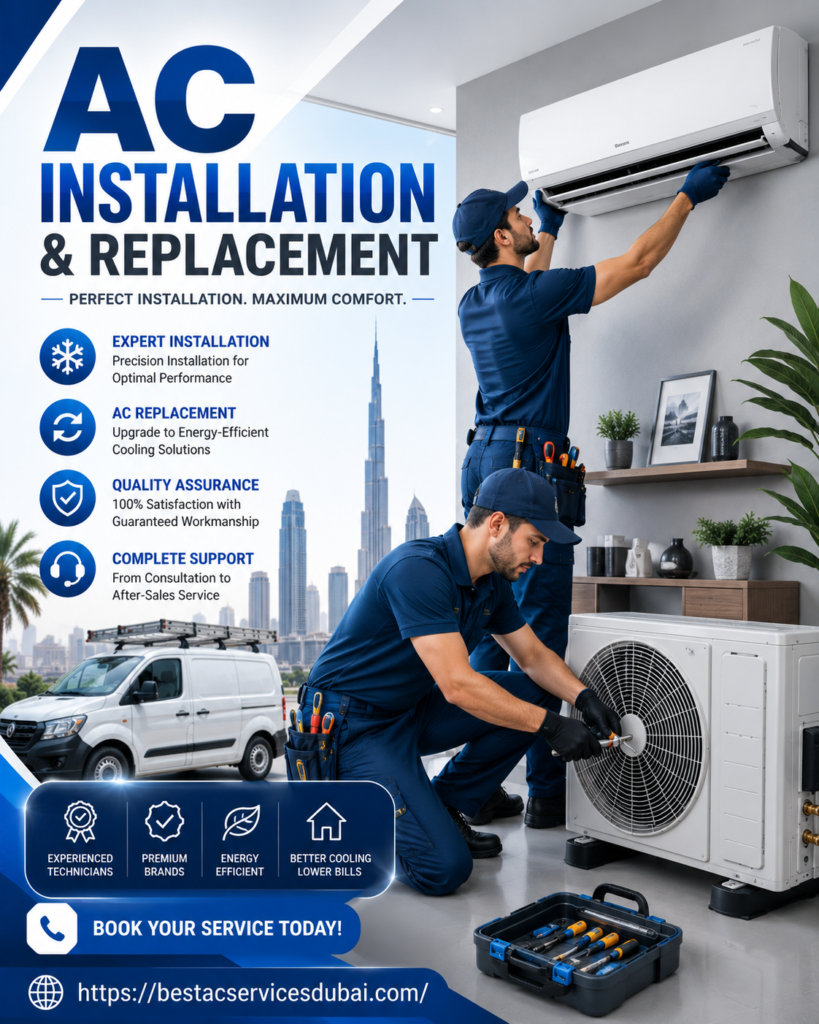 Professional AC installation and replacement services in Dubai