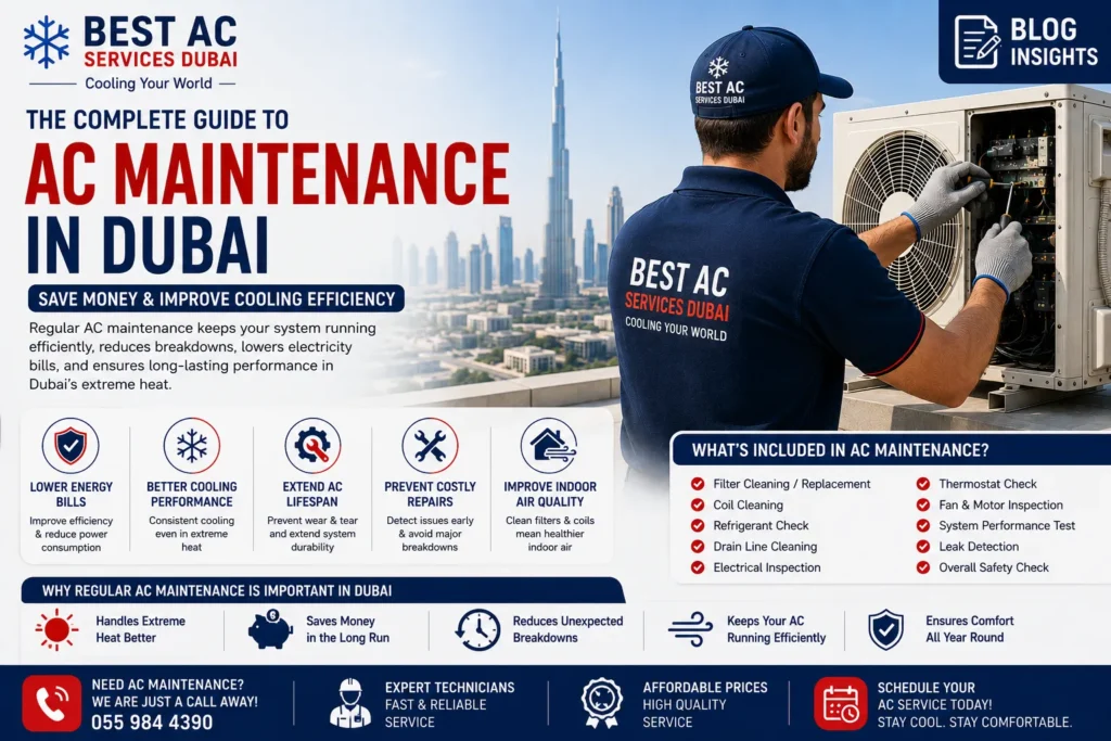 AC Maintenance Dubai technician servicing an air conditioning system